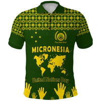 Federated States of Micronesia United Nations Day Polo Shirt Green Simple World Map Version LT9 Adult Green - Polynesian Pride