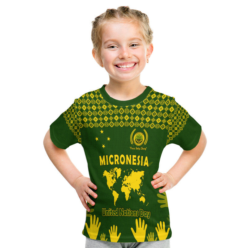 Custom Federated States of Micronesia United Nations Day T Shirt Green Simple World Map Version LT9 - Polynesian Pride