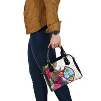Guam Shoulder Handbag Polynesian Hibiscus White Pattern - Polynesian Pride