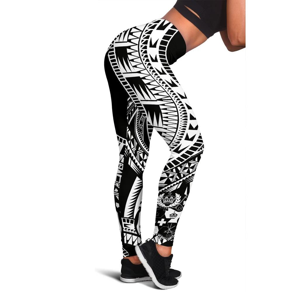 Tonga Women Leggings Polynesian Pattern Black Black - Polynesian Pride