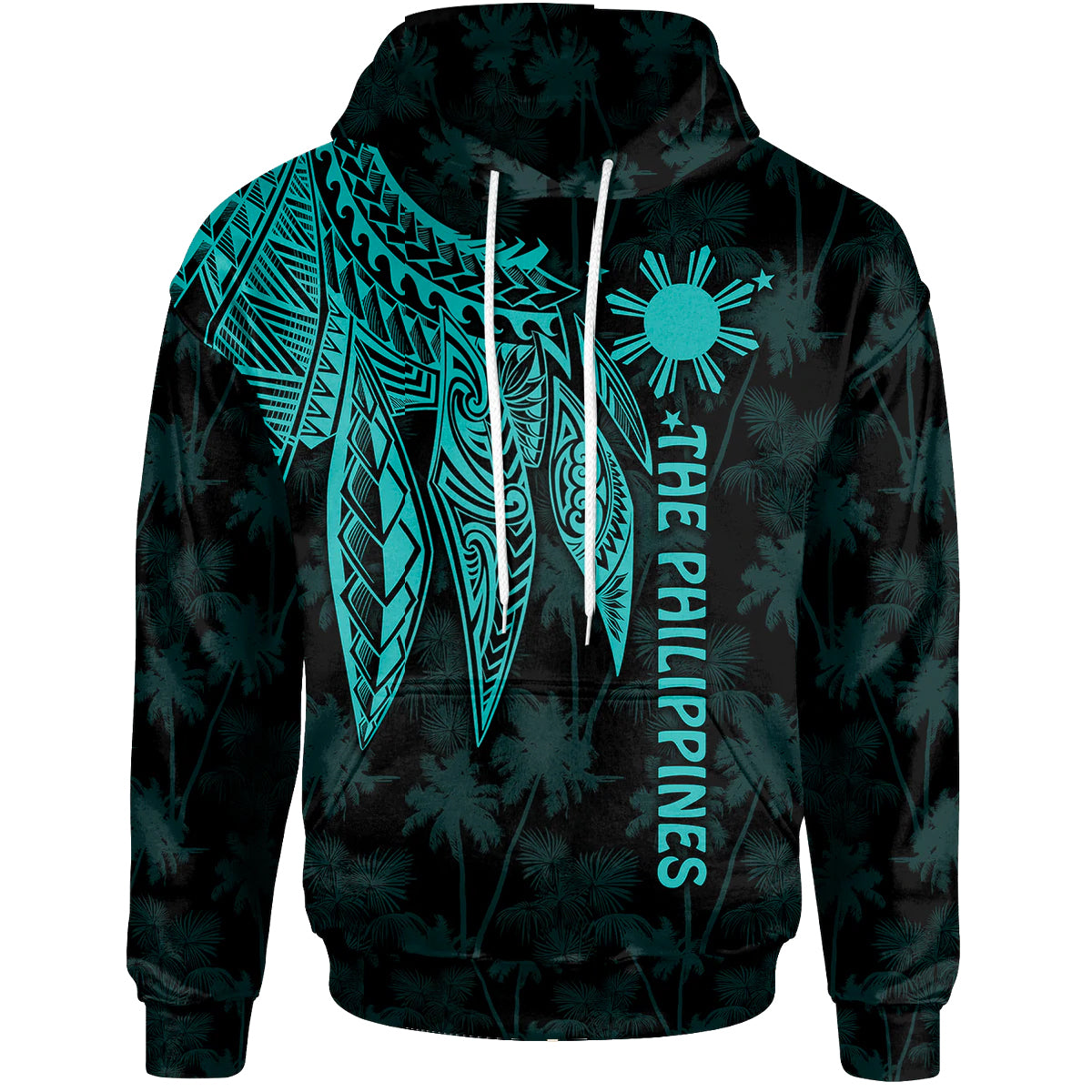 The Philippines Hoodie Polynesian Wings (TurQuoiSe) Turquoise - Polynesian Pride