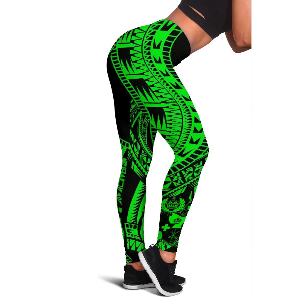 Tonga Women Leggings Polynesian Pattern Green Green - Polynesian Pride