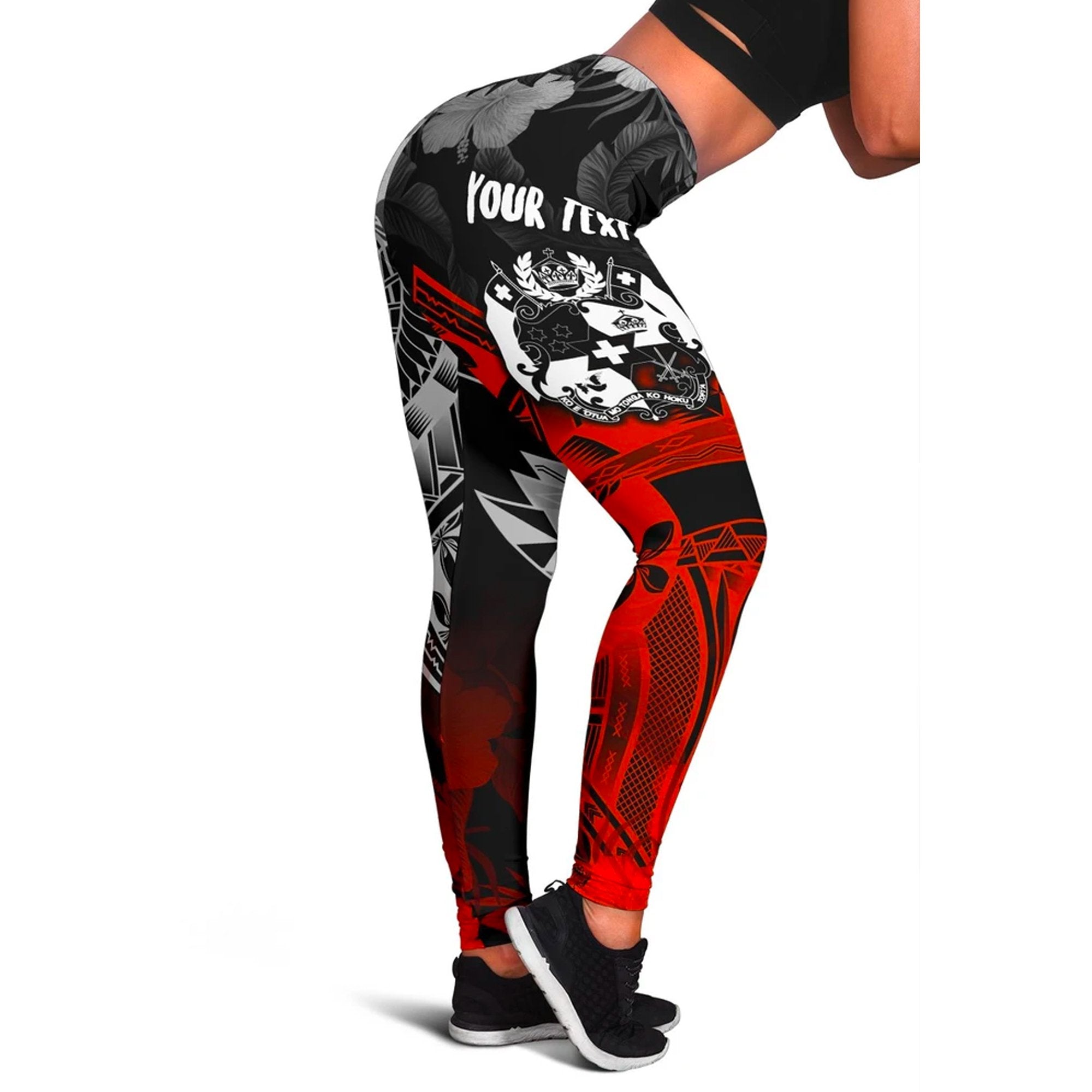 Tonga Polynesian Personalised Leggings - Vintage Polynesian Style Black - Polynesian Pride