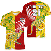 (Custom Personalised) Australia Kangaroos and Mate Maa Tonga V-Neck T Shirt LT9 - Polynesian Pride