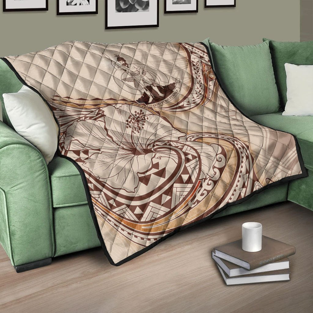 Vanuatu Premium Quilt - Hibiscus Flowers Vintage Style - Polynesian Pride