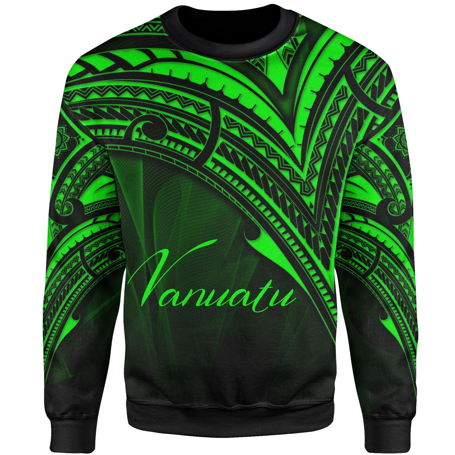 Vanuatu Sweatshirt - Cross Style Green Color Unisex Black - Polynesian Pride