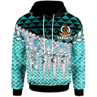 Vanuatu Hoodie Coconut Leaves Weave Pattern Blue Unisex Blue - Polynesian Pride