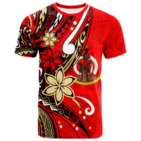 Vanuatu T Shirt Tribal Flower With Special Turtles Red Color Unisex Red - Polynesian Pride