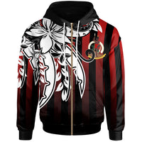 Vanuatu Zip Hoodie Vertical Stripes Style Unisex Red - Polynesian Pride