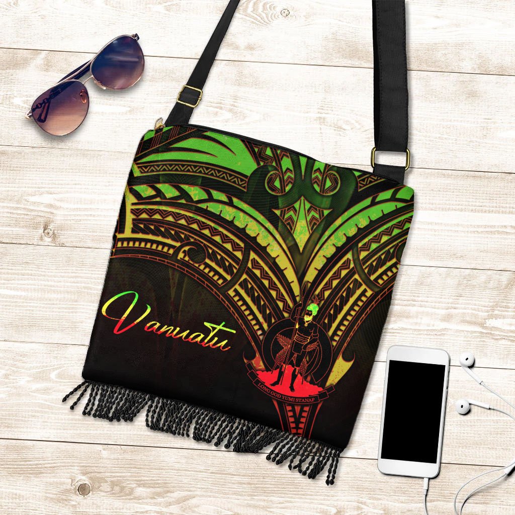 Vanuatu Boho Handbag - Reggae Color Cross Style One Size Boho Handbag Black - Polynesian Pride