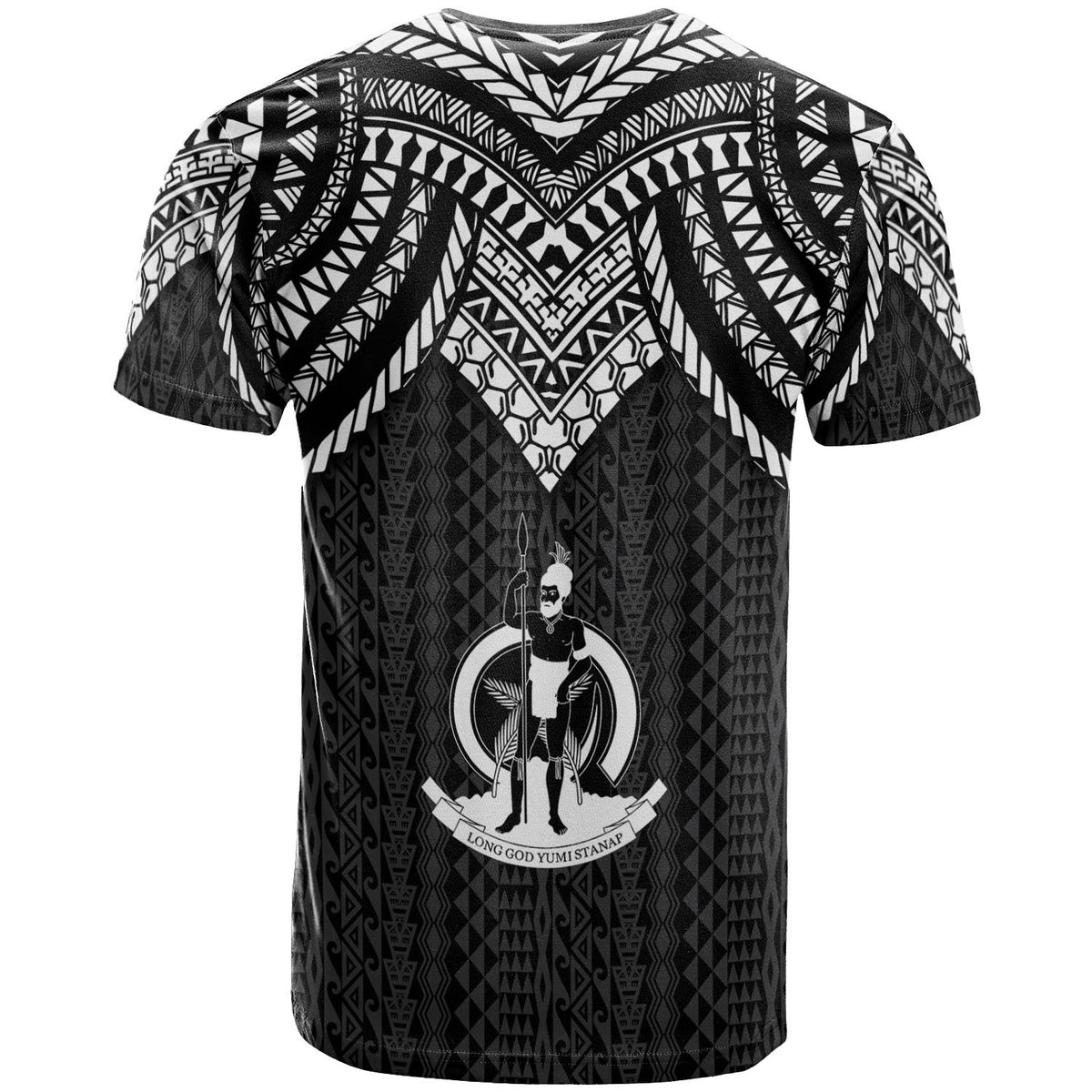 Vanuatu Custom T Shirt Polynesian Armor Style Black - Polynesian Pride