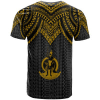 Vanuatu Custom T Shirt Polynesian Armor Style Gold - Polynesian Pride