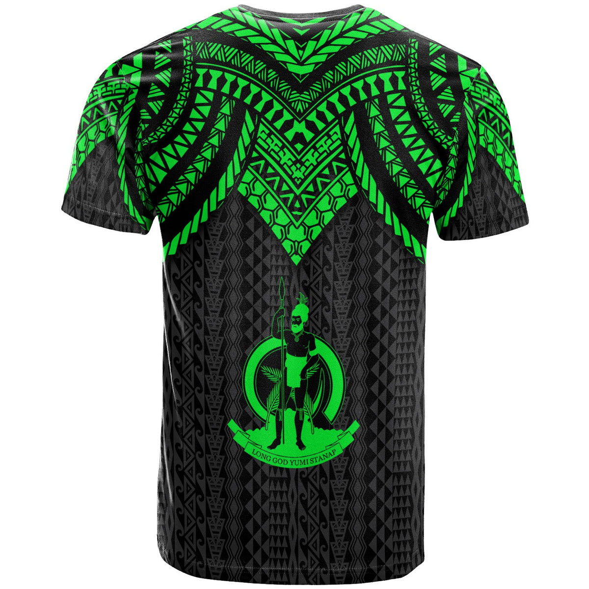 Vanuatu Custom T Shirt Polynesian Armor Style Green - Polynesian Pride