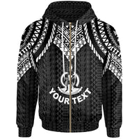 Vanuatu Custom Zip up Hoodie Polynesian Armor Style Black Unisex Black - Polynesian Pride