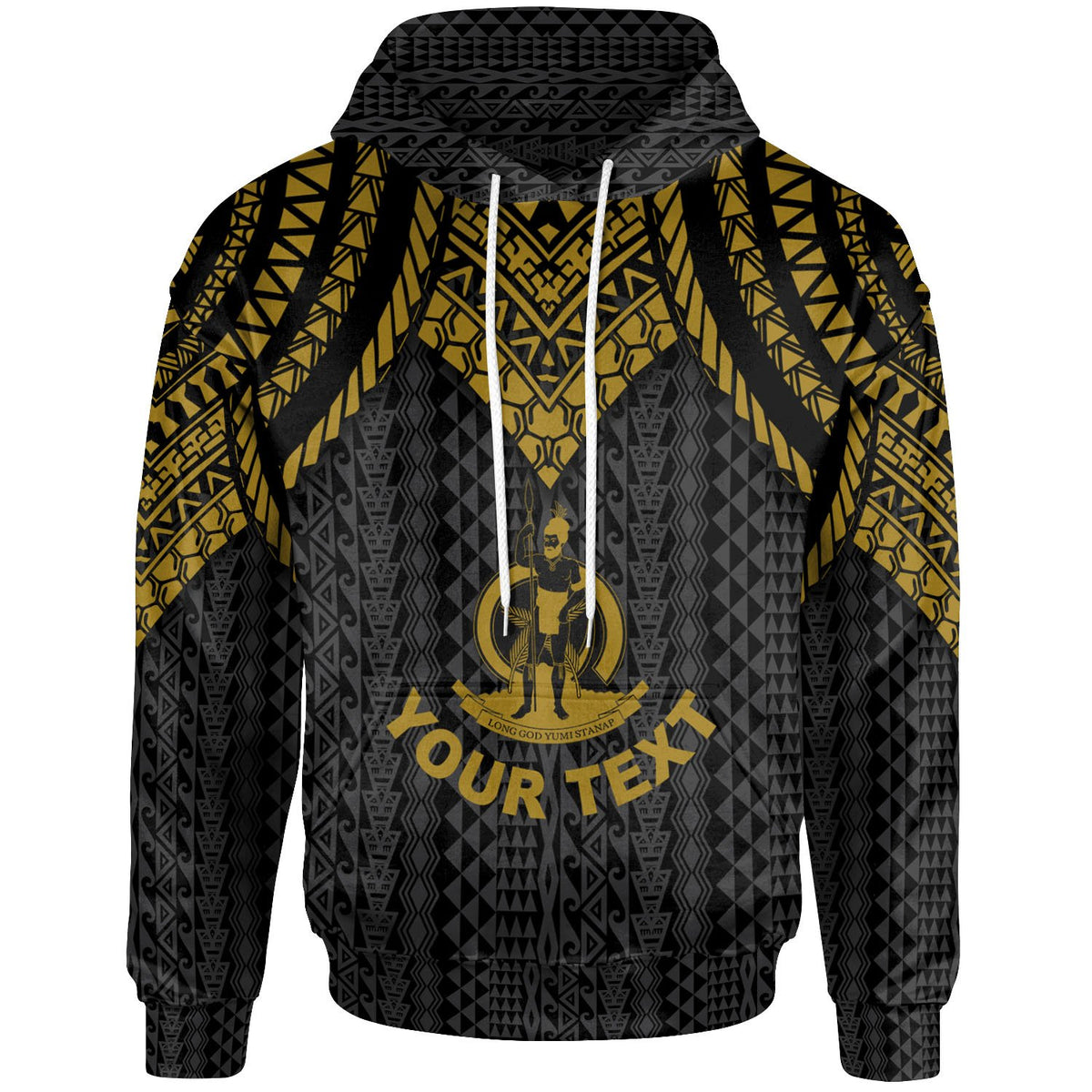 Vanuatu Custom Hoodie Polynesian Armor Style Gold Unisex Gold - Polynesian Pride