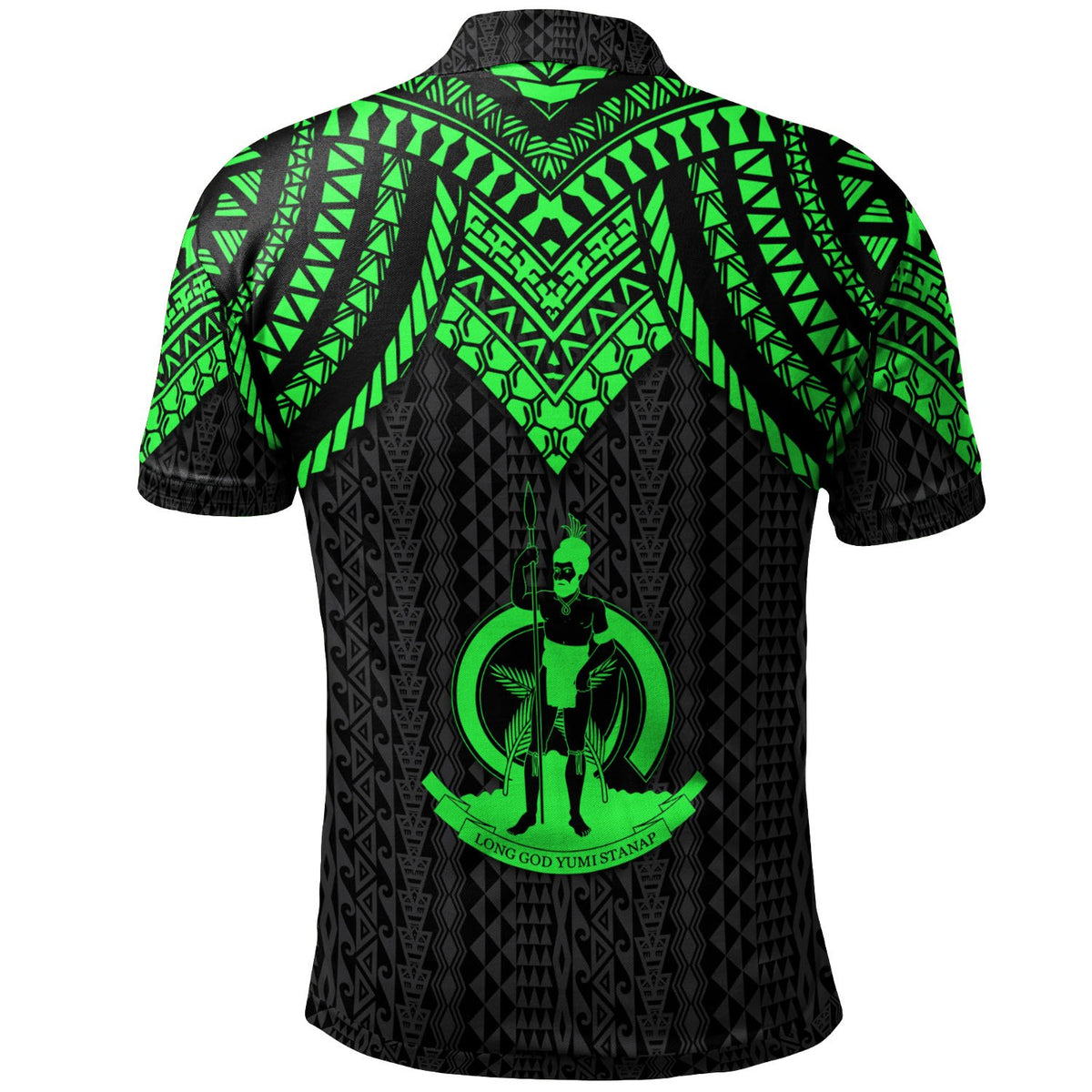 Vanuatu Custom Polo Shirt Polynesian Armor Style Green - Polynesian Pride