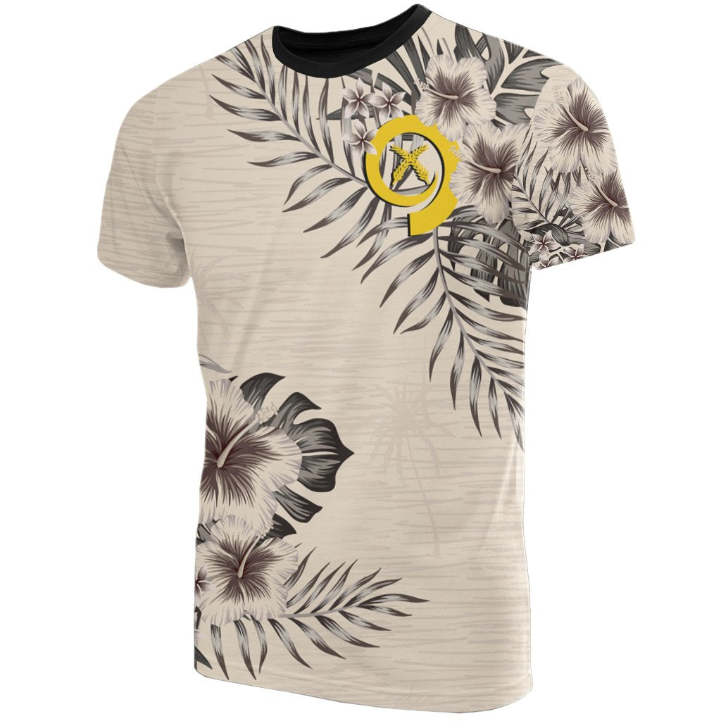 Vanuatu T Shirt Vanuatuan Flag Beige Hibiscus Unisex Beige - Polynesian Pride