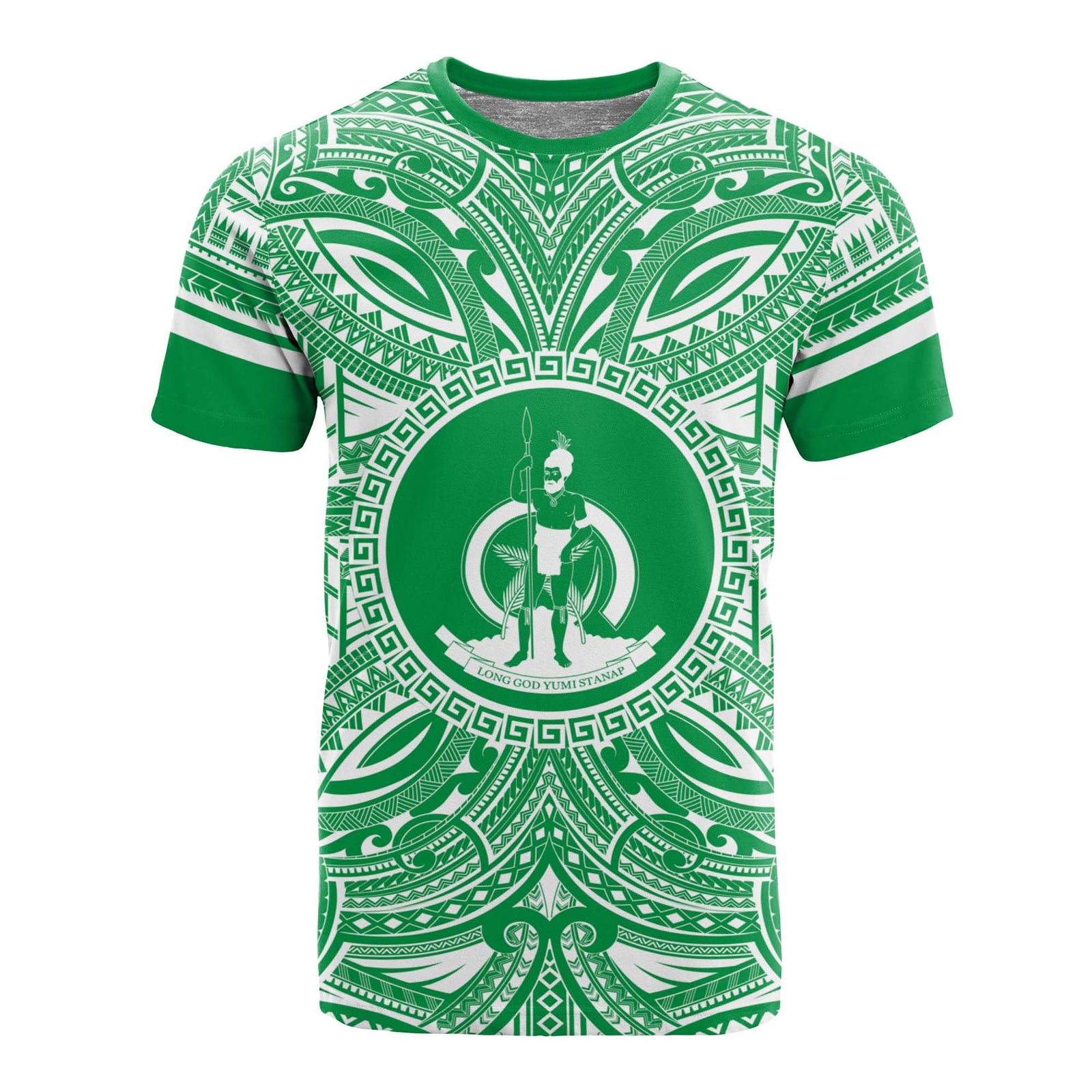 Vanuatu T Shirt Vanuatuan Coat of Arms Polynesian Flag Color Unisex Green - Polynesian Pride