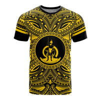Vanuatu T Shirt Vanuatuan Coat of Arms Polynesian Gold Black Unisex Gold - Polynesian Pride