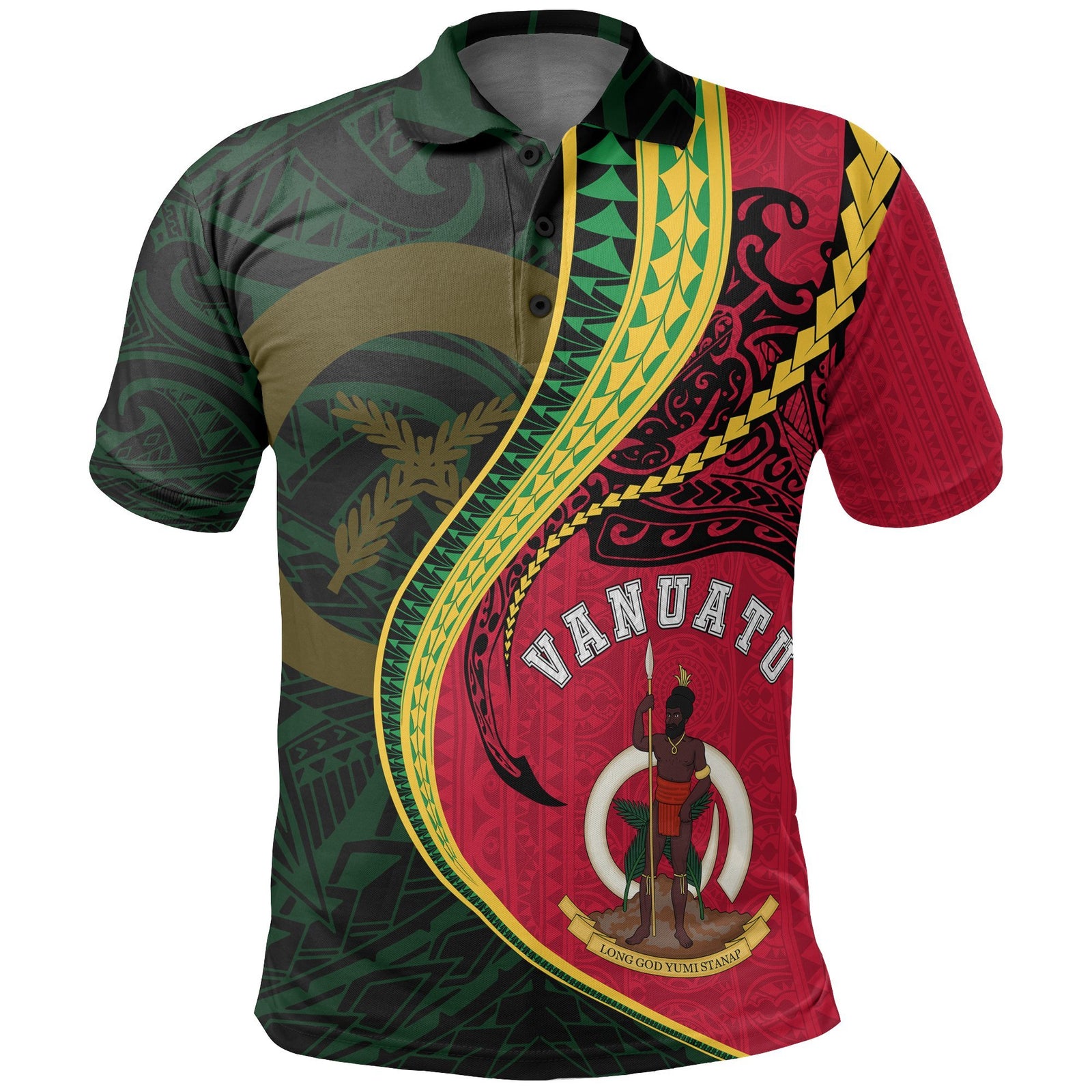 Vanuatu Polo T Shirt Vanuatu Flag Coat Of Arms Kanaloa Tatau Gen VU K7 Unisex Red - Polynesian Pride