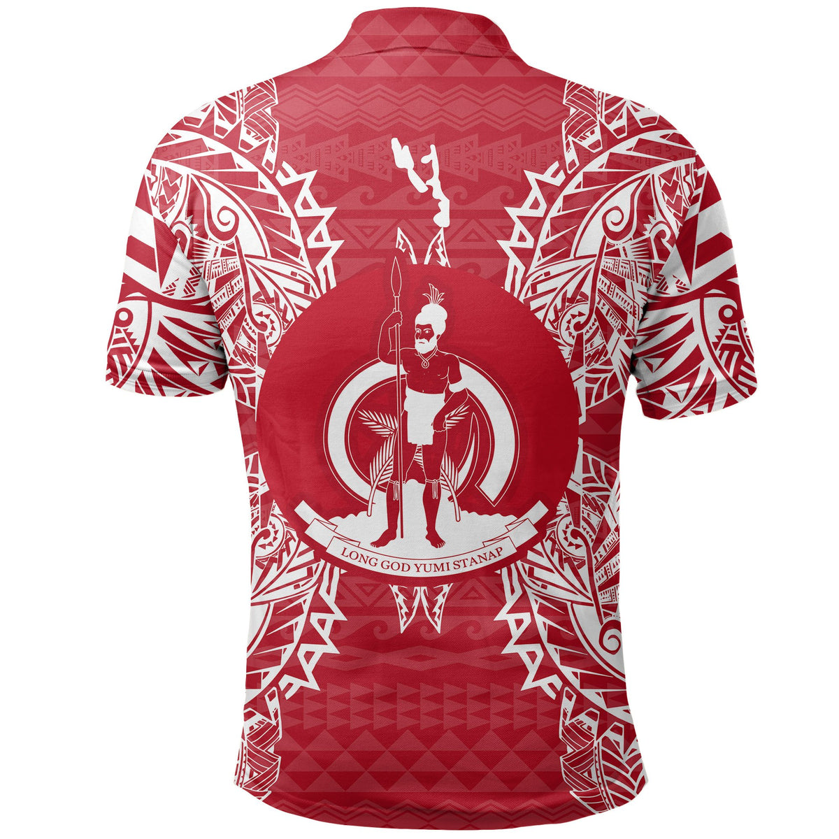 Vanuatu Polo Shirt Vanuatuan Coat Of Arms Map Polynesian Tattoo Red White - Polynesian Pride