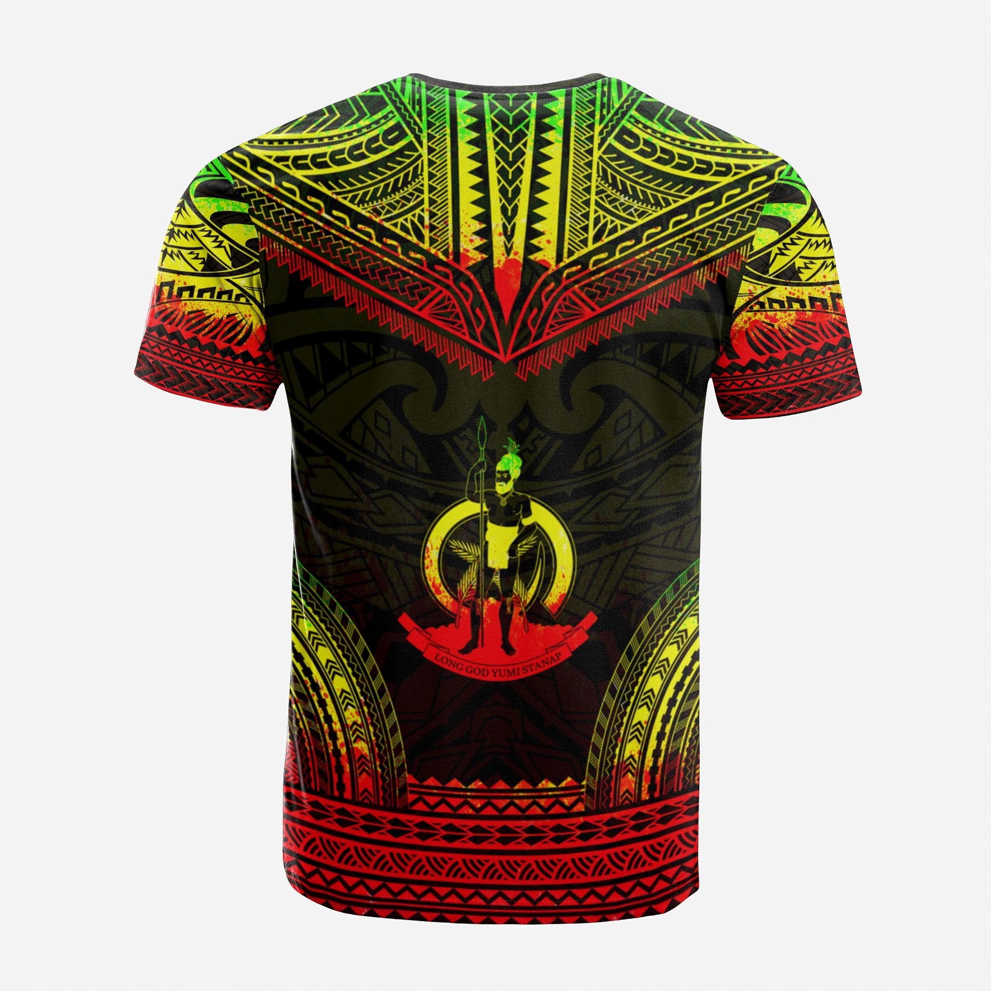 Vanuatu Custom T Shirt Vanuatuan Coat of Arms Polynesian Chief Tattoo Reggae Version Unisex Reggae - Polynesian Pride