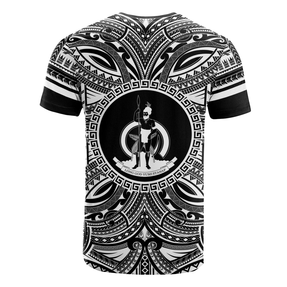 Vanuatu T Shirt Vanuatuan Coat of Arms Polynesian White Black - Polynesian Pride