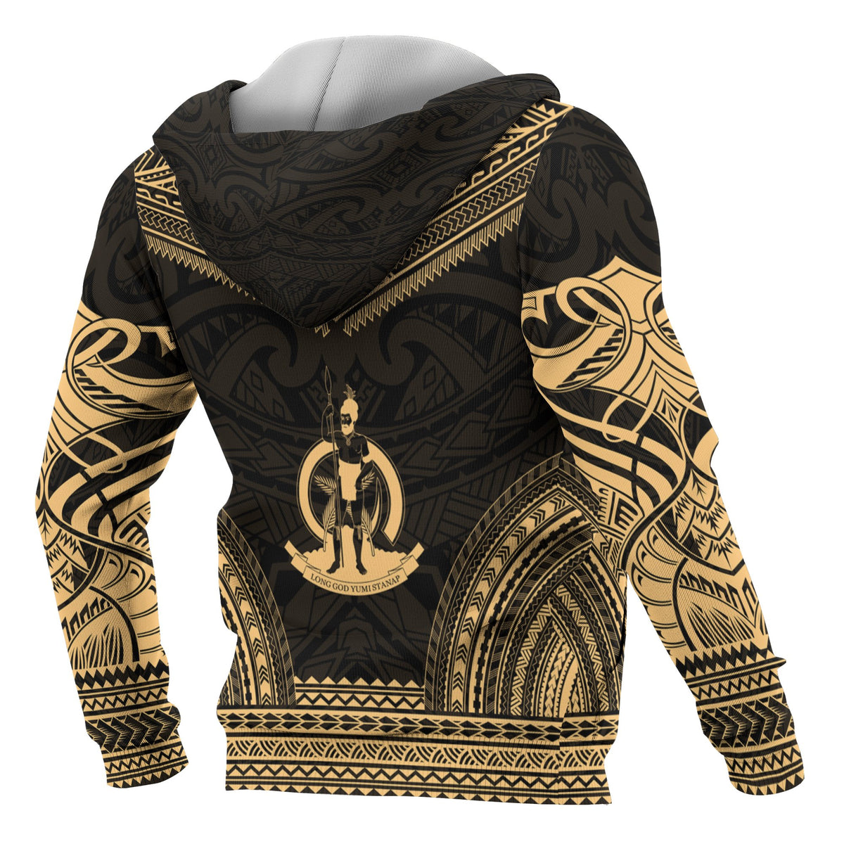 Vanuatu Polynesian Chief Custom Zip up Hoodie Gold Version - Polynesian Pride