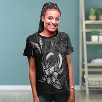 Vanuatu Custom T Shirt Fish With Plumeria Flowers Style - Polynesian Pride