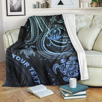 Vanuatu Custom Personalised Premium Blanket - Blue Turtle White - Polynesian Pride