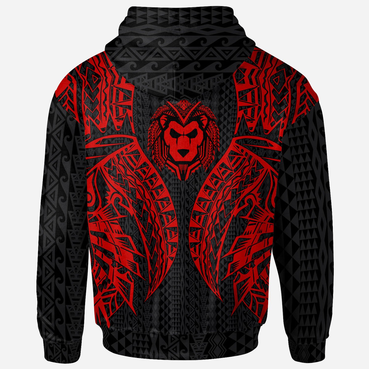 Vanuatu Zip up Hoodie Polynesian Lion Head Red Style - Polynesian Pride