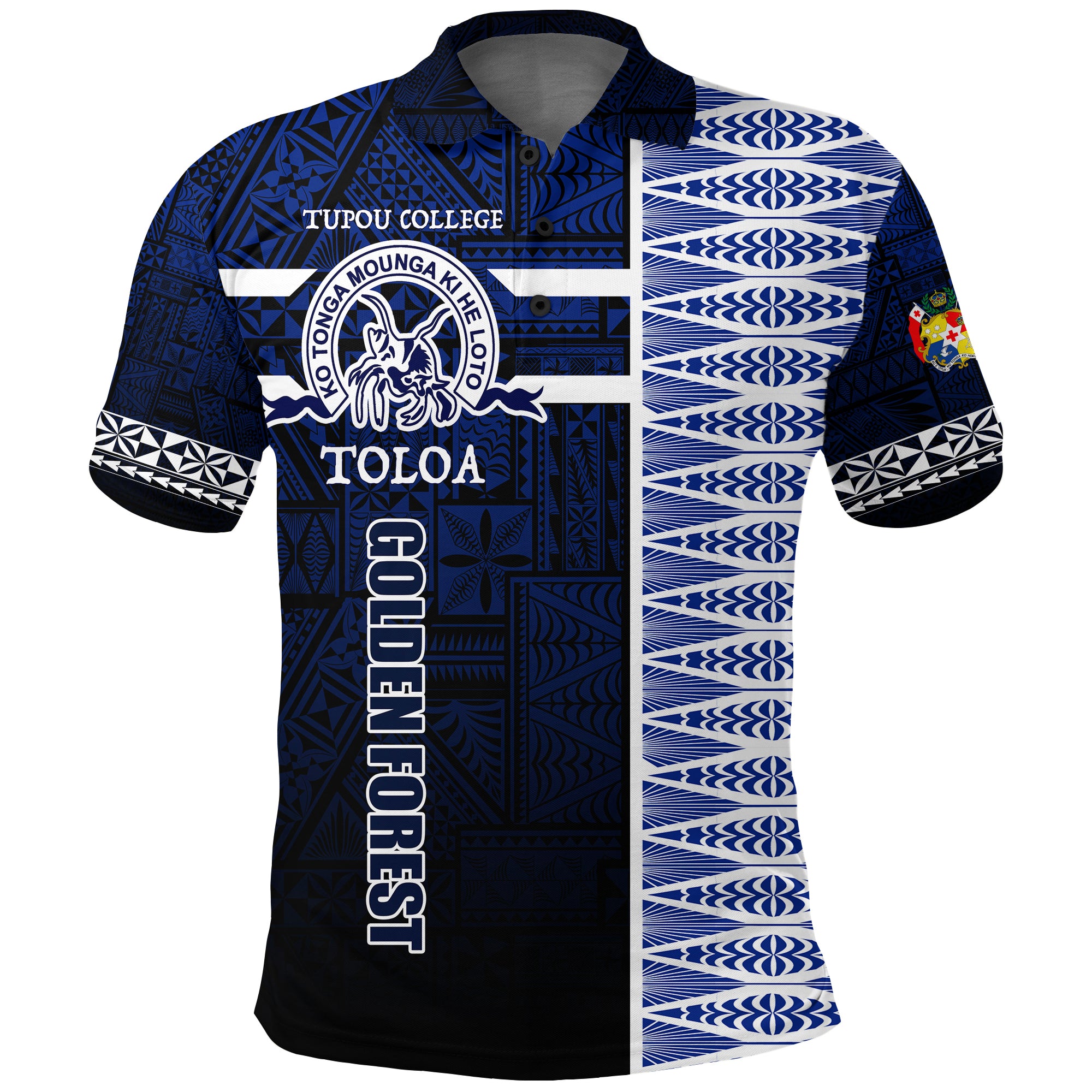 Tonga Tupou College Vaota Koula Polo Shirt LT7 Navy Blue - Polynesian Pride