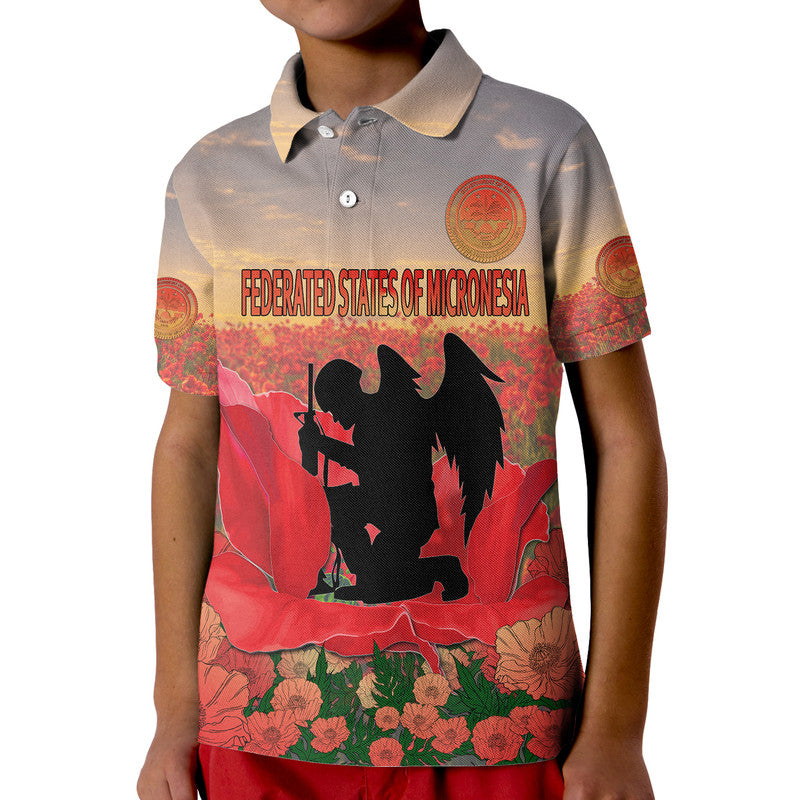 Federated States of Micronesia Veterans Day Polo Shirt Angel Wing LT9 - Polynesian Pride