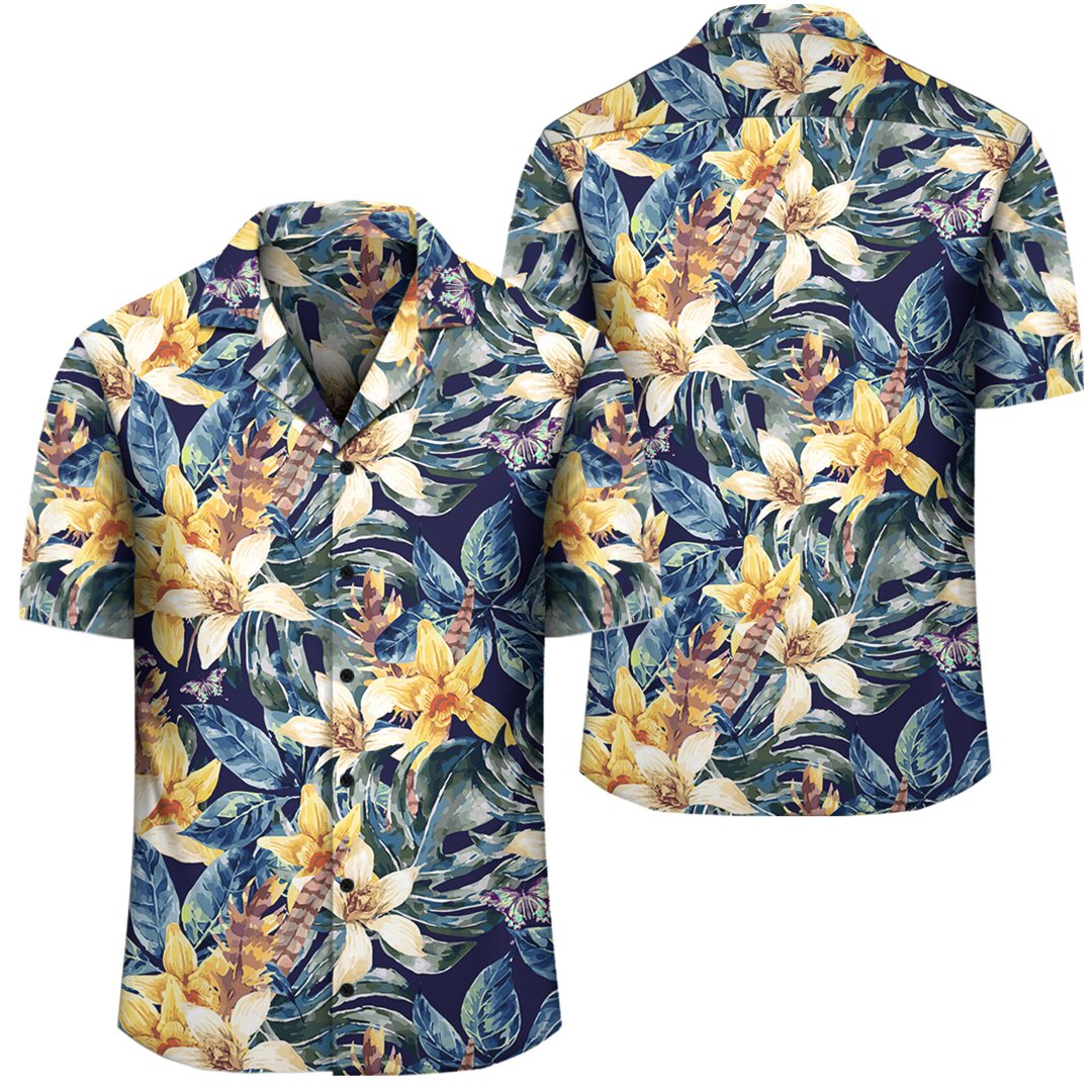 Vintage Floral Hawaiian Shirt Unisex Black - Polynesian Pride