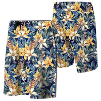 Vintage Floral Board Shorts Men Blue - Polynesian Pride