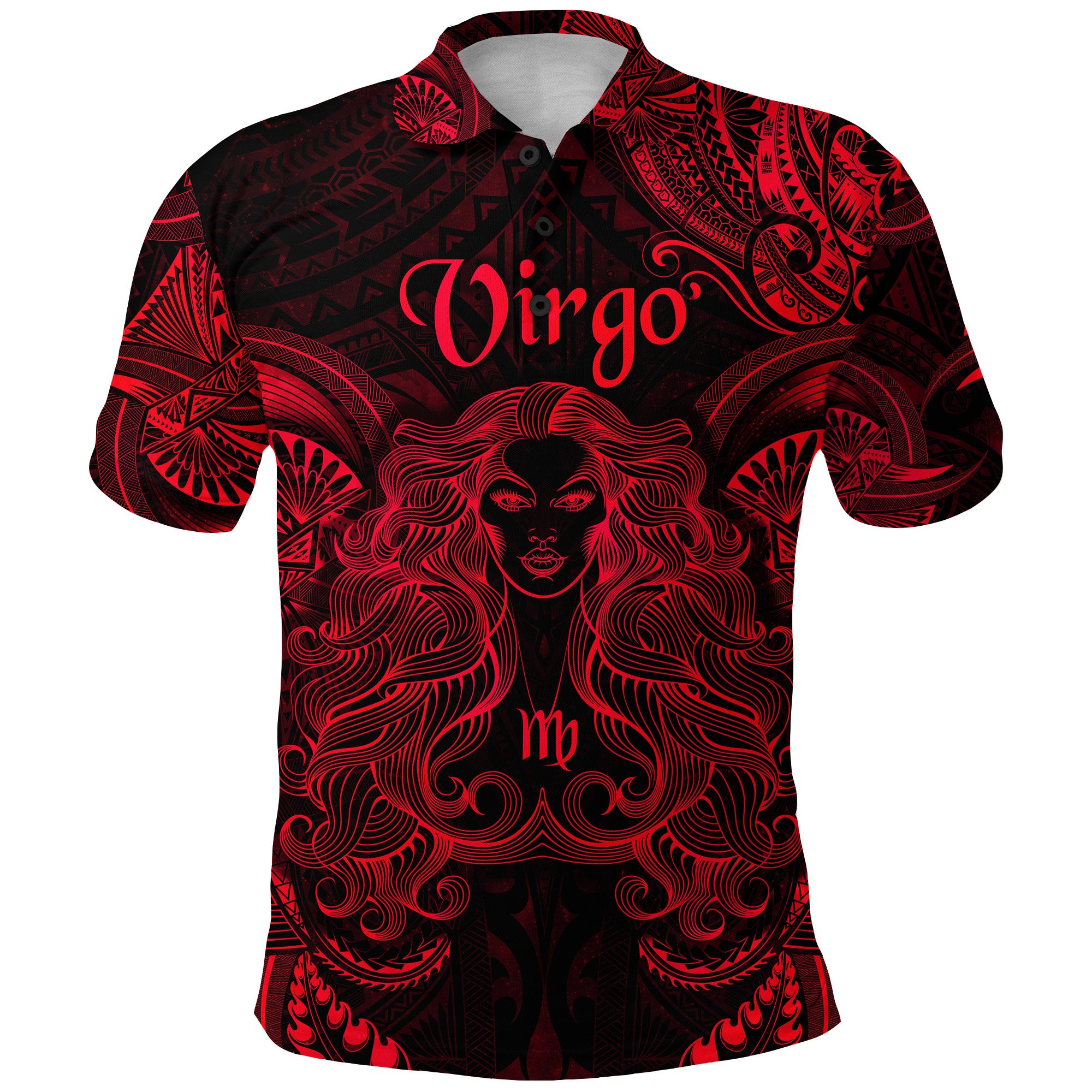 Virgo Zodiac Polynesian Polo Shirt Unique Style Red LT8 - Polynesian Pride
