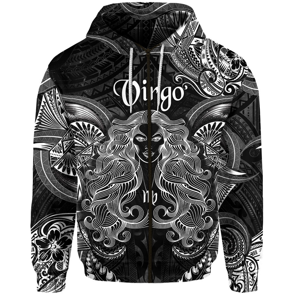 Virgo Zodiac Polynesian Zip Hoodie Unique Style Black LT8 - Polynesian Pride