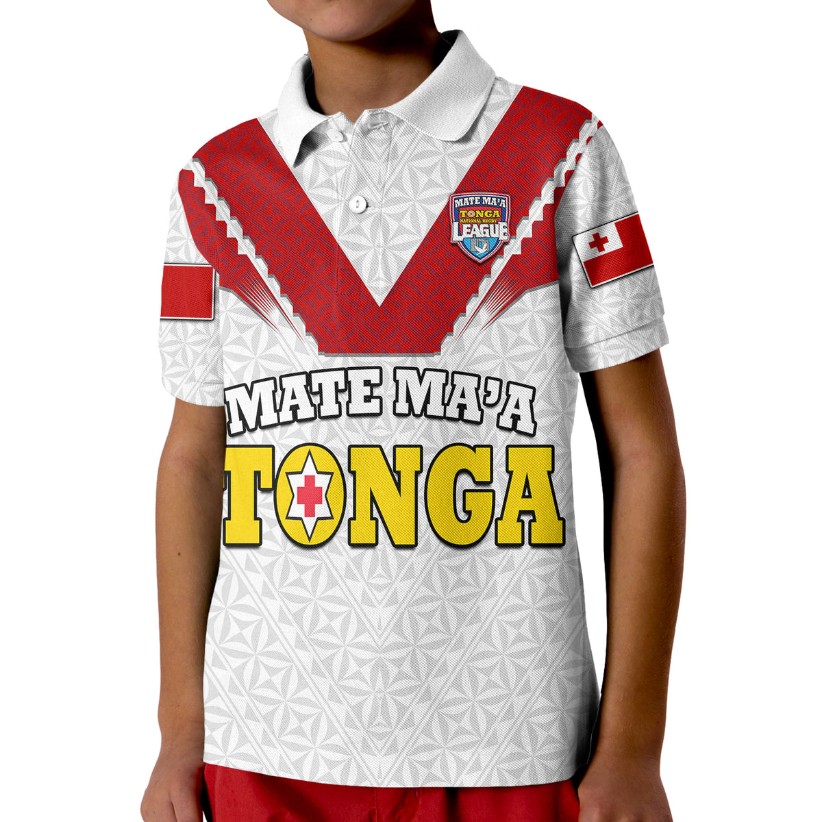 Mate Maa Tonga Rugby Polo Shirt Tongan Kupesi White Style LT9 - Polynesian Pride
