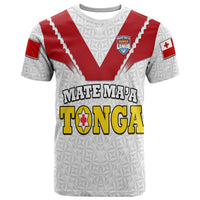 Custom Mate Maa Tonga Rugby T Shirt Tongan Kupesi White Style LT9 White - Polynesian Pride
