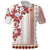 Fiji Polo Shirt Tagimoucia Mixed White Tapa Style LT9 Adult White - Polynesian Pride