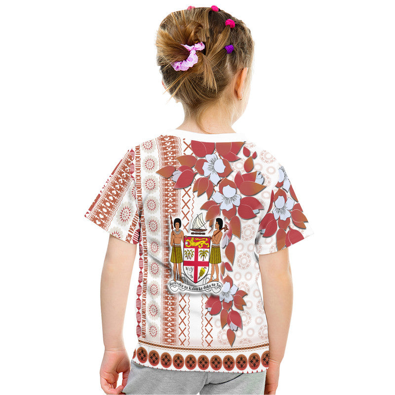 Fiji T Shirt Tagimoucia Mixed White Tapa Style LT9 - Polynesian Pride