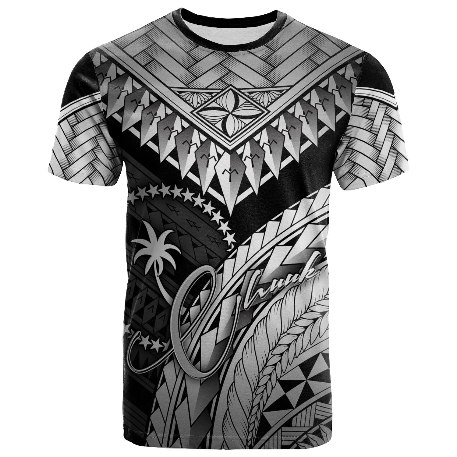 Chuuk T Shirt White Polynesian Necklace and Lauhala Unisex Art - Polynesian Pride
