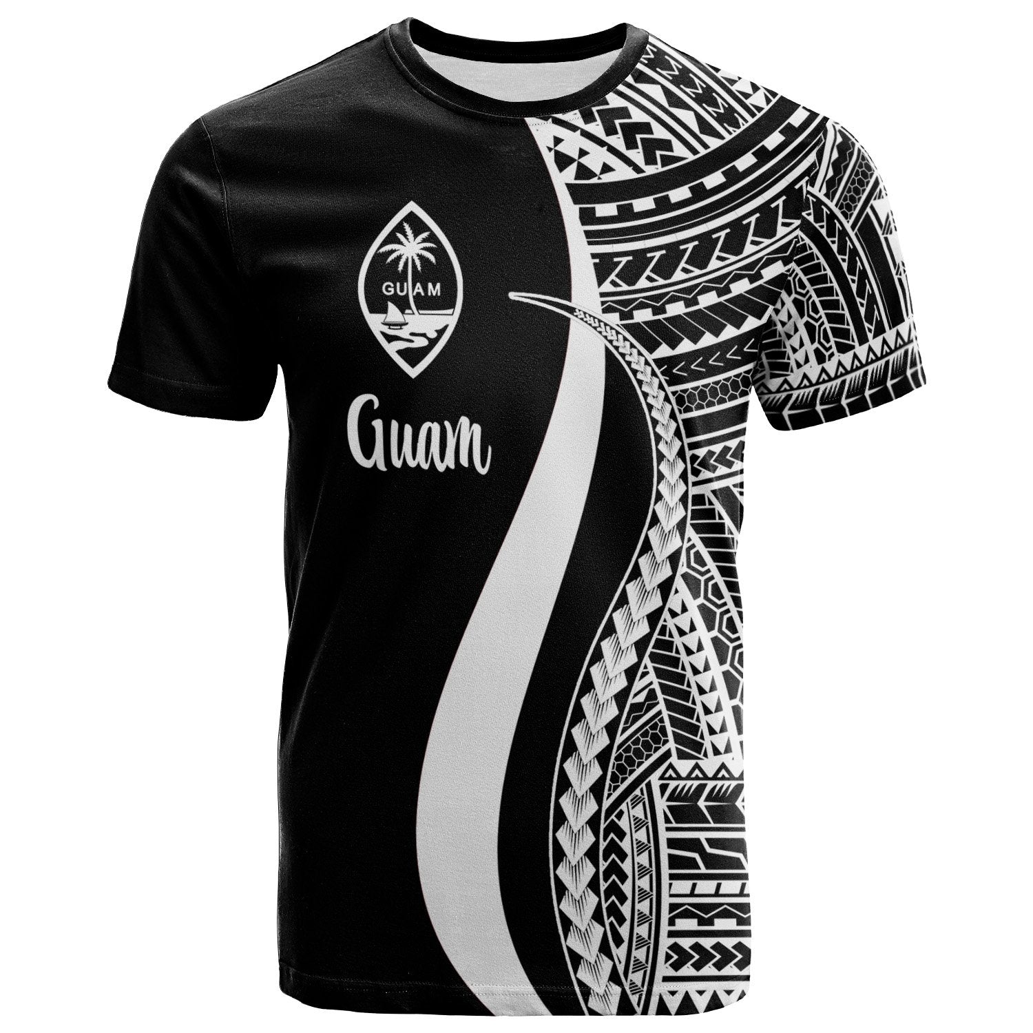 Guam T Shirt White Polynesian Tentacle Tribal Pattern Unisex White - Polynesian Pride