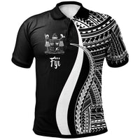 Fiji Polo Shirt White Polynesian Tentacle Tribal Pattern Crest Unisex White - Polynesian Pride