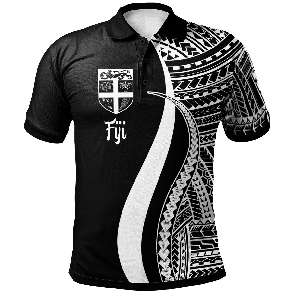 Fiji Polo Shirt White Polynesian Tentacle Tribal Pattern Unisex White - Polynesian Pride