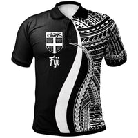 Fiji Polo Shirt White Polynesian Tentacle Tribal Pattern Unisex White - Polynesian Pride