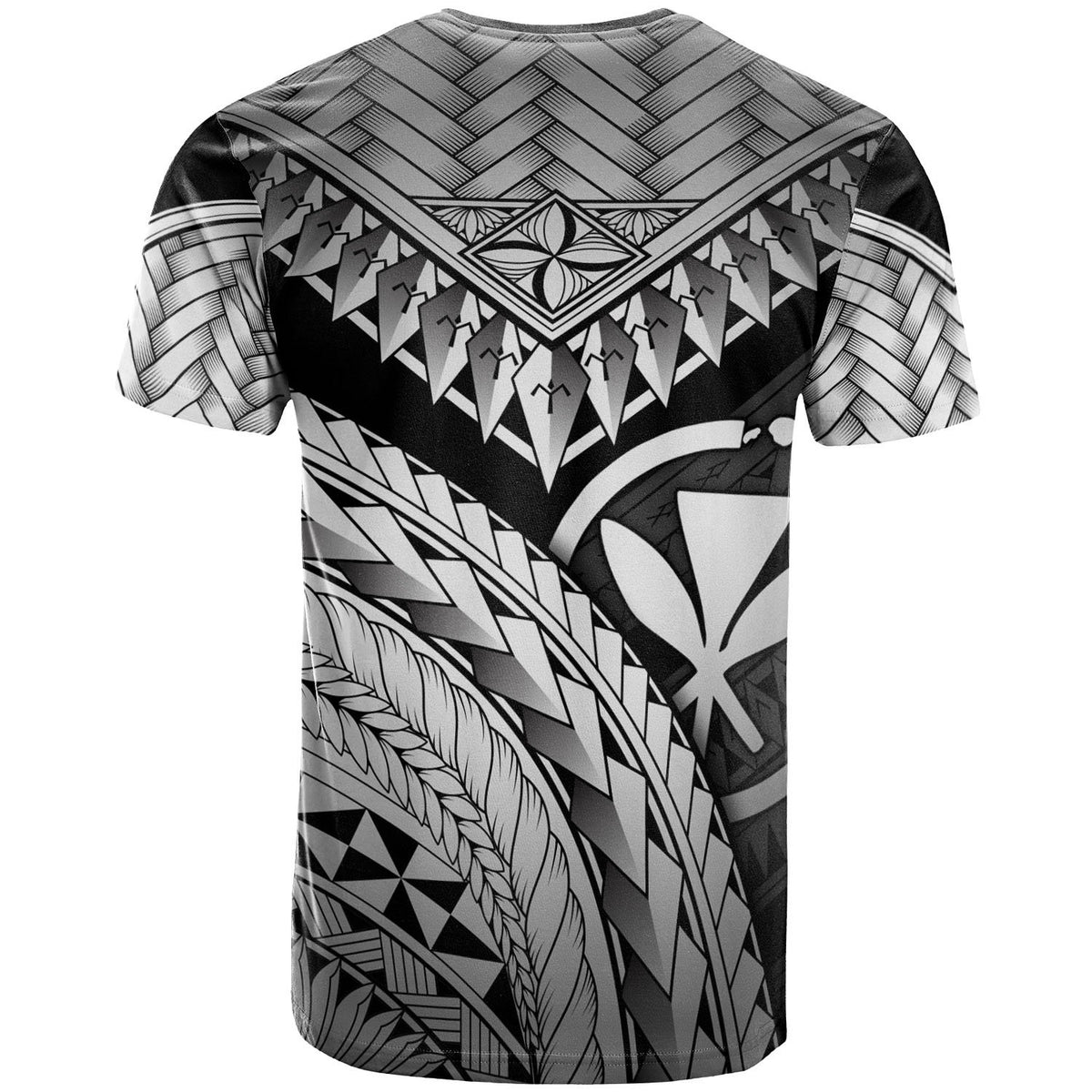 Hawaii Polynesian T Shirt White Polynesian Necklace and Lauhala - Polynesian Pride