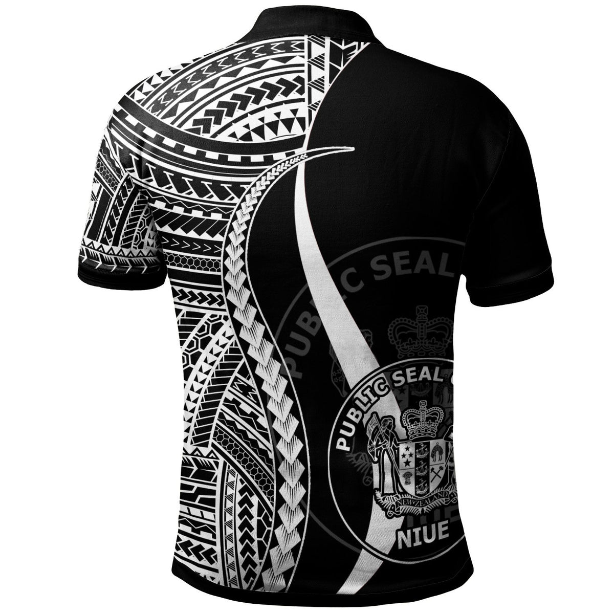 Niue Custom Polo Shirt White Polynesian Tentacle Tribal Pattern - Polynesian Pride