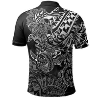 Tahiti Polynesian Polo Shirt White Turtle Hibiscus Flowing - Polynesian Pride