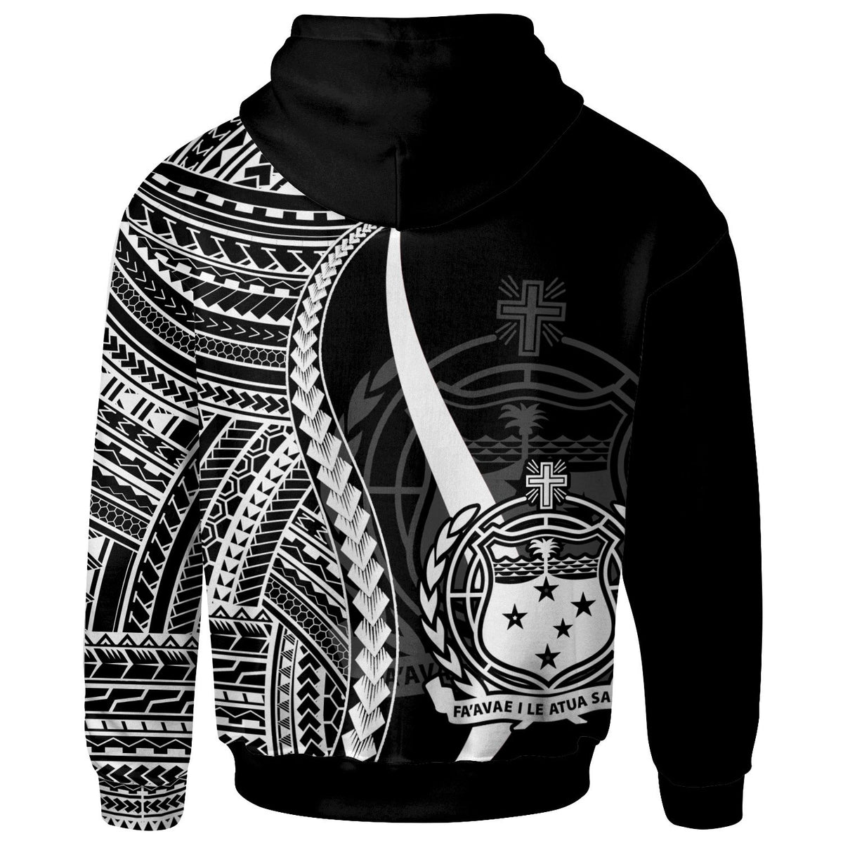 Samoa Custom Hoodie White Tentacle Tribal Pattern - Polynesian Pride